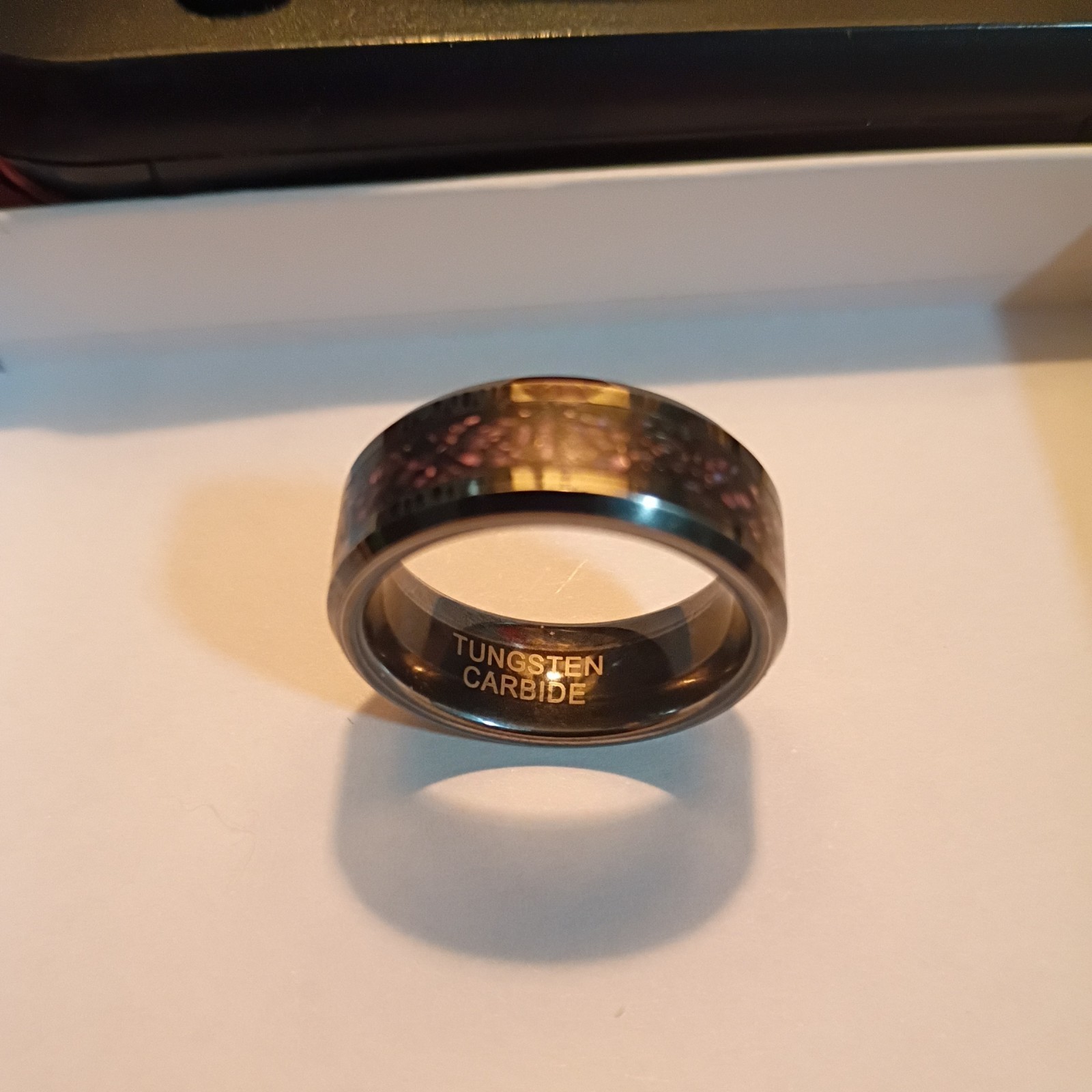 8mm Black Tungsten Carbide Purple Carbon Fiber Celtic Dragon Wedding Band Ring