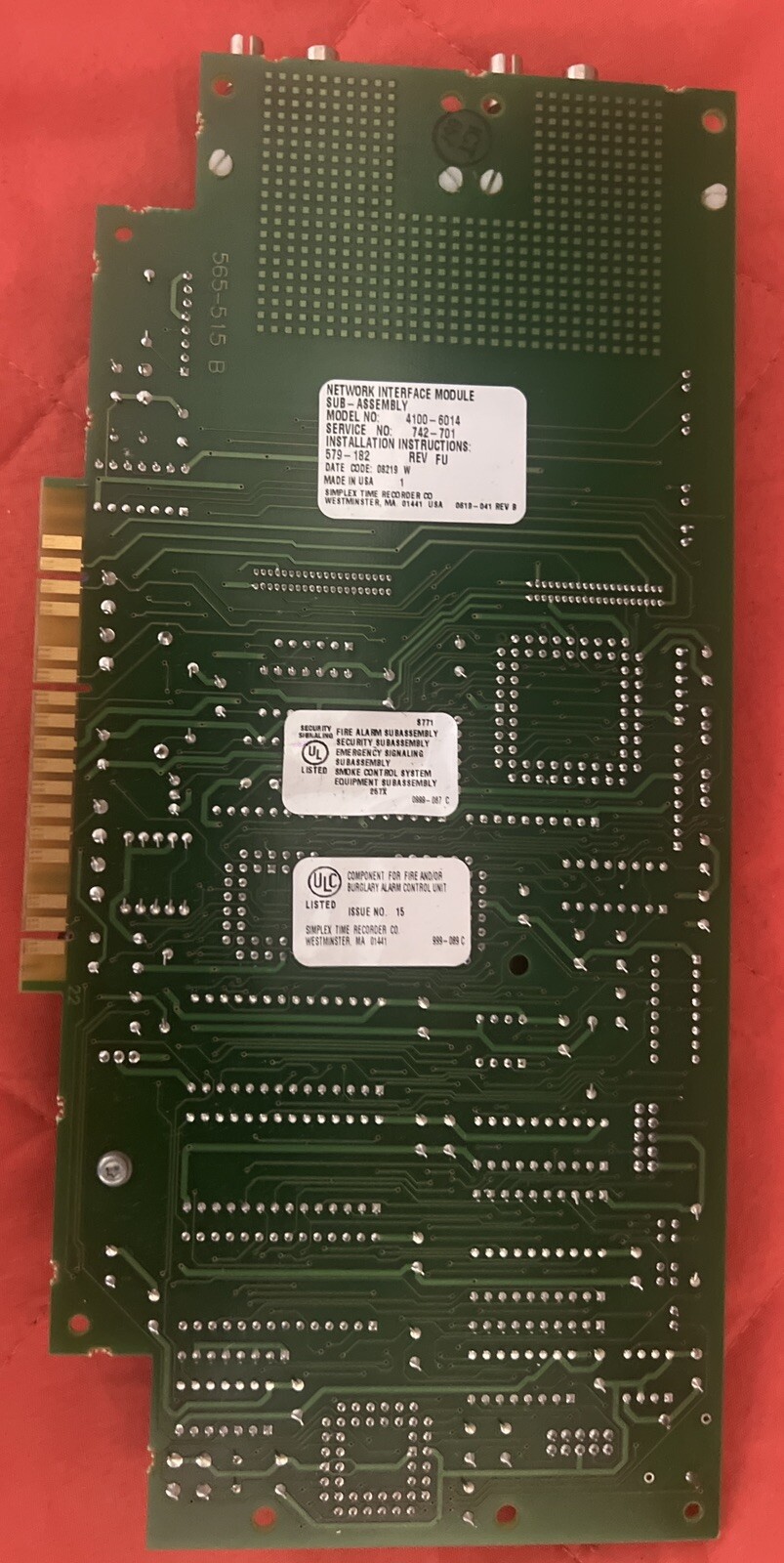 SIMPLEX 4100-6014 Network Interface Module W/2 Fiber Media Cards 4100-6056