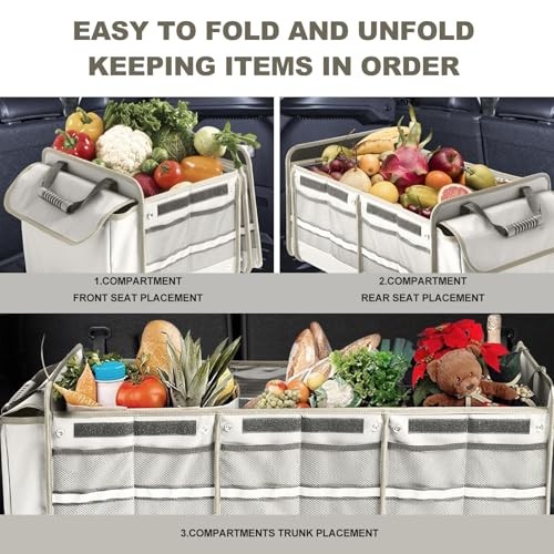 Car Trunk Organizer with Insulated Cooler Bag, Foldable & Waterproof Black