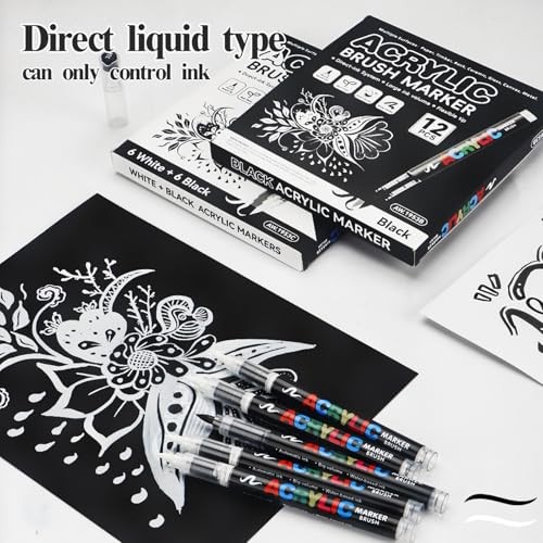 Paint Pen,12Pack Acrylic Paint Marker Ideal for Rock Black