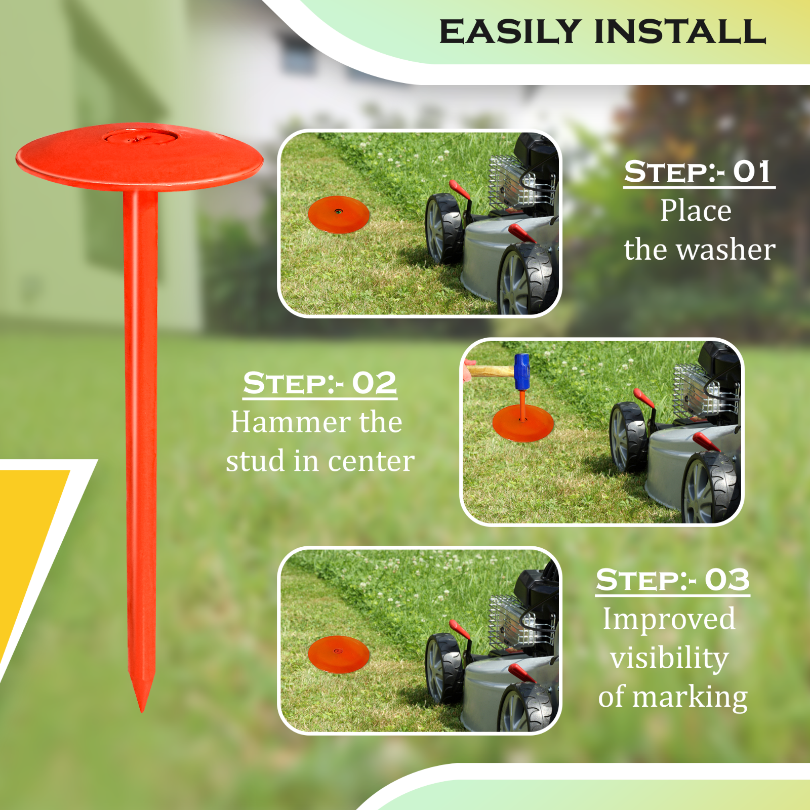 FEBTECH-Septic Tank Marker-3.5" x 7"-Pack of 4 Pcs + 1 Pc Hammer