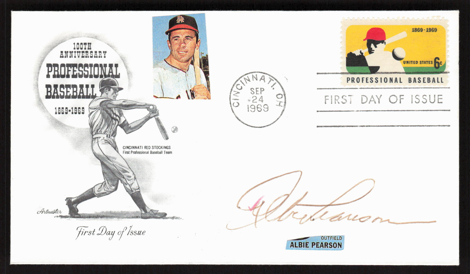 ALBIE PEARSON Signed 100th Baseball Anniversary Stamp Cachet Angels FDC Auto