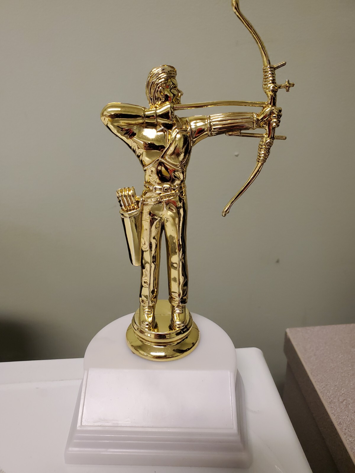 Archery award trophy, comes with engraving, about 7" high, Male figure