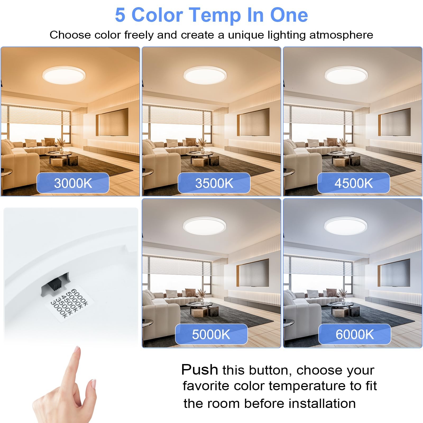 hunhun 16 Inch Dimmable LED Flush Mount Ceiling Light 4800LM 1 Pack, White