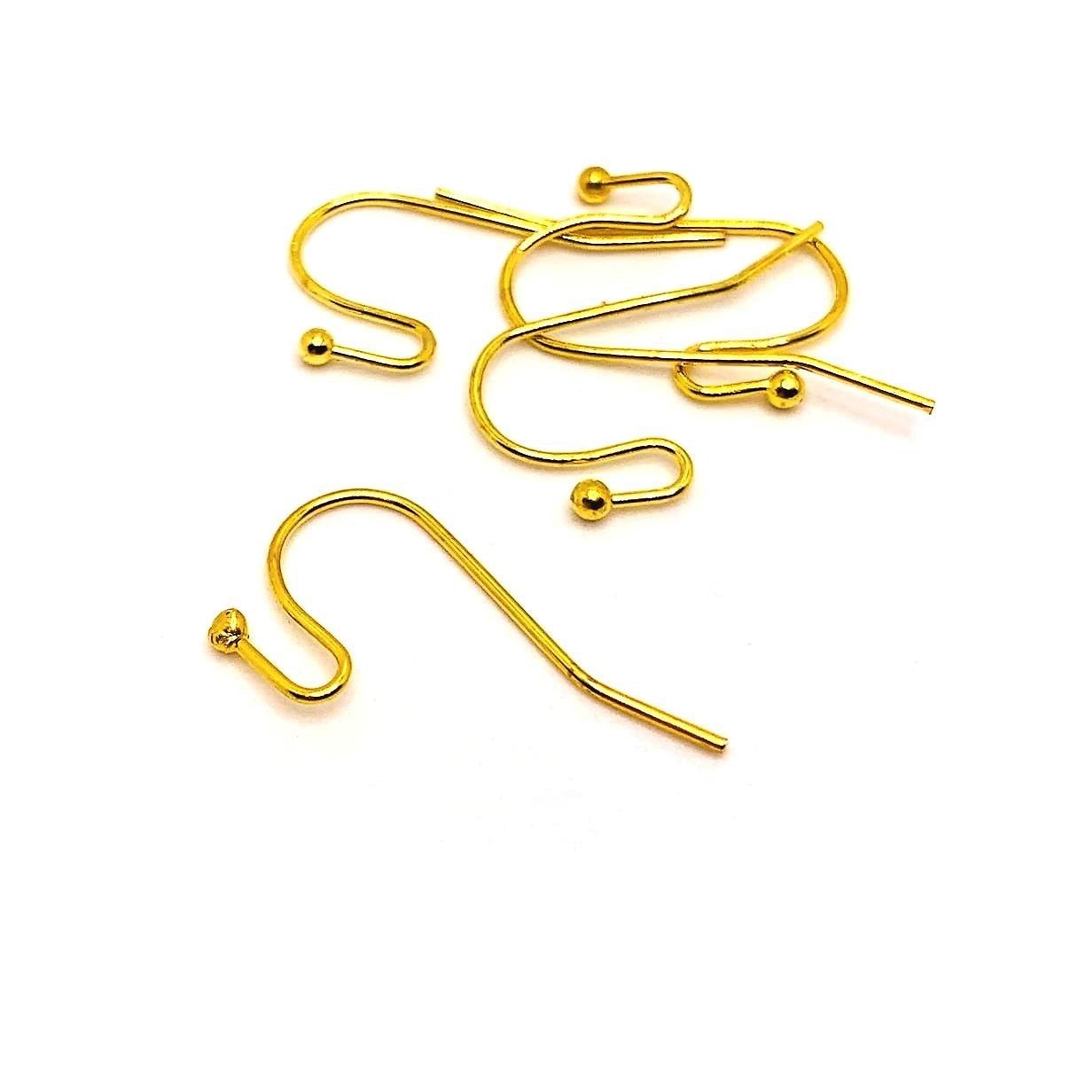 Gold Plated Shepherd Fish Hook Earring Wires, 21x12mm - US Selle