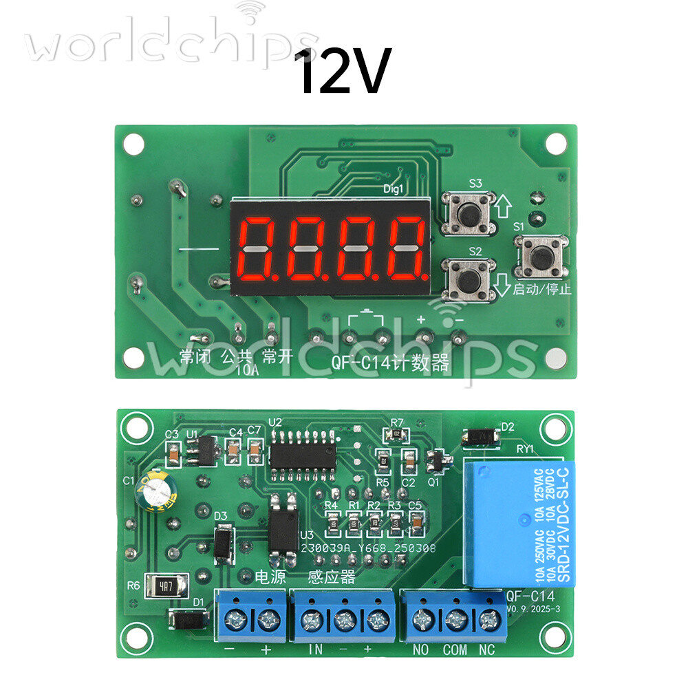 DC 12V 24V 4-digit Digital Counter Module Time Control Board With Relay Output