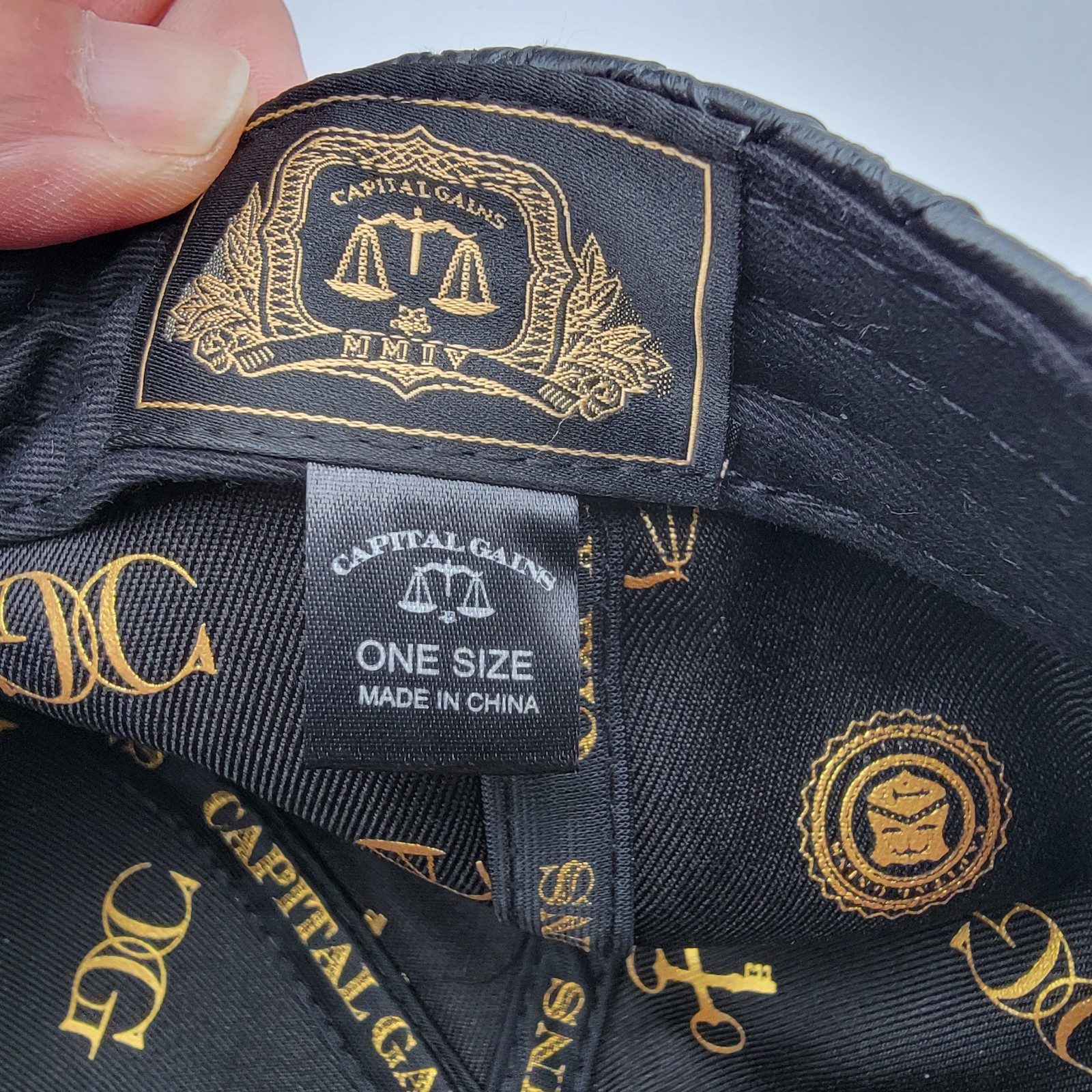 Capital Gains Black Woven Backpack + Strapback Hat Bundle NWT Gold Logo