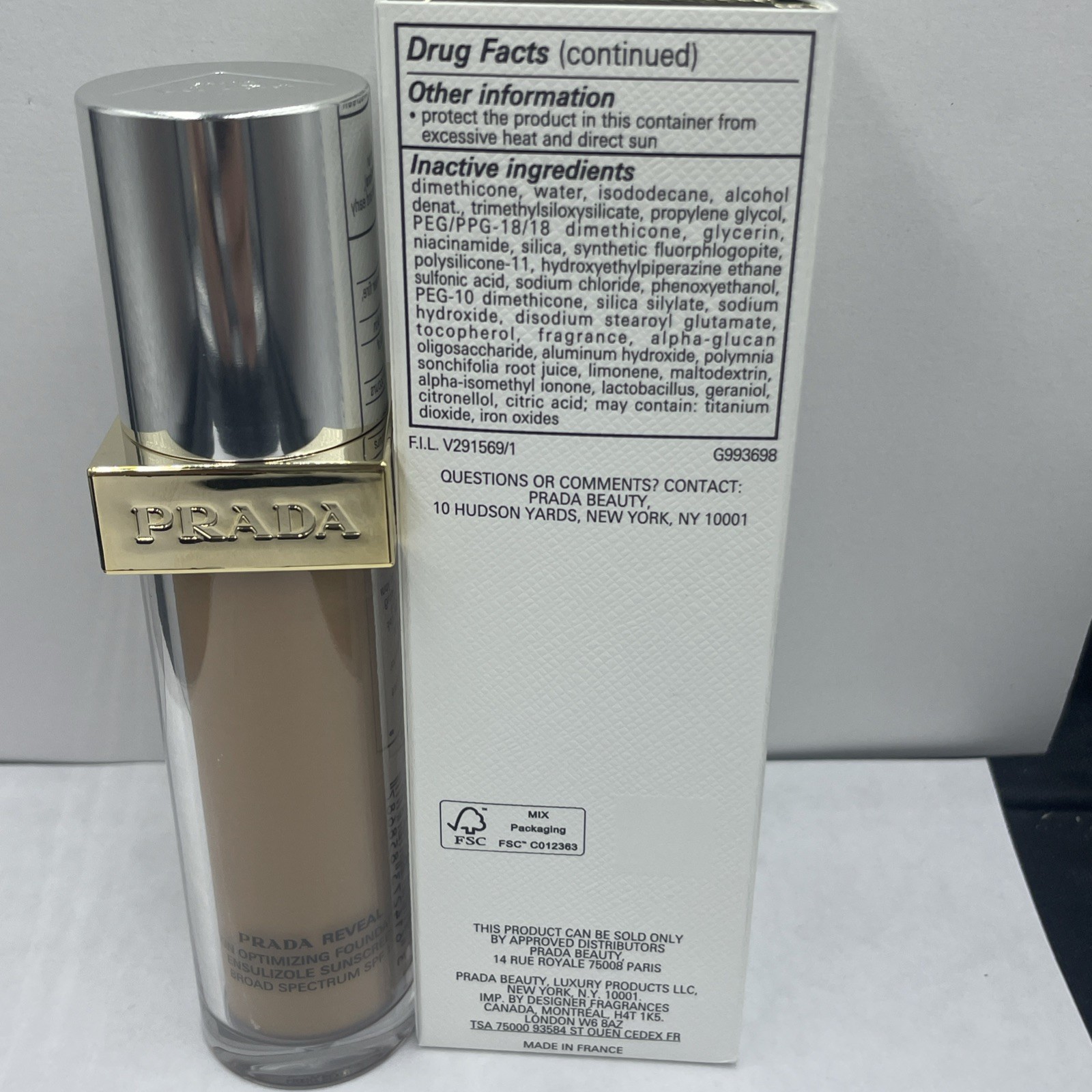 Prada Reveal MW45 Foundation Makeup Refillable NEW SPF 17 Warm Undertones
