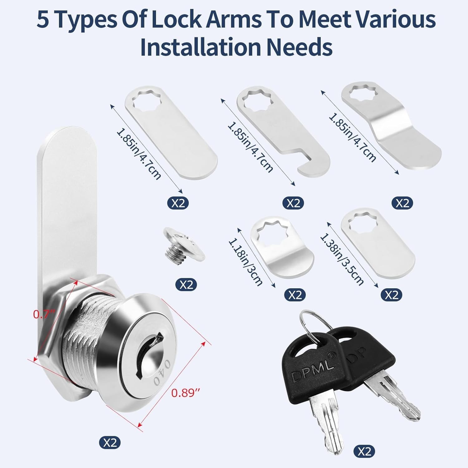 (2 Pack Keyed Alike) Truck Tool Box Locks with Keys - Replacement Pickup