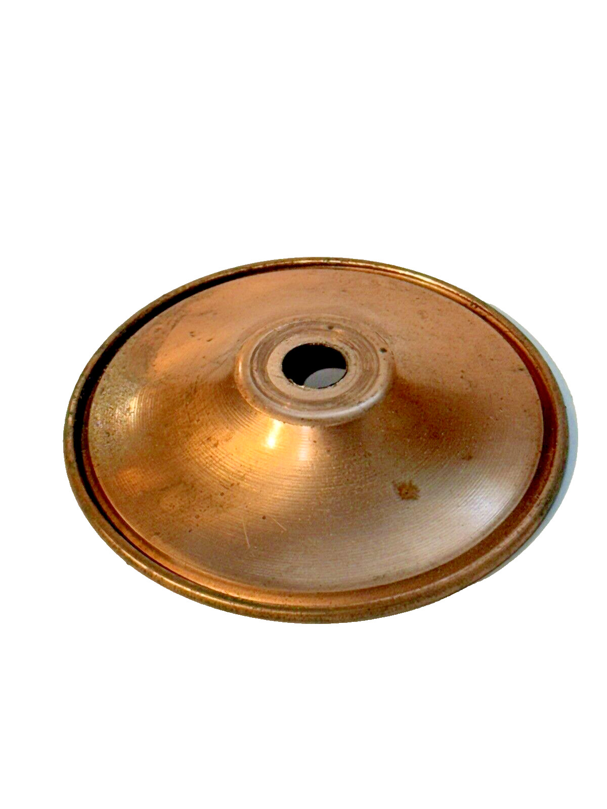 OLD STOCK-NEW UNFINISHED COPPER ROLLED EDGE 3-1/4"OD VASE CAP LAMP PARTS