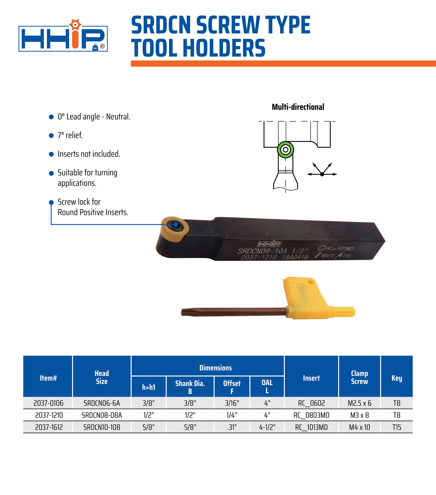 SRDCN 10-12B TURNING TOOL HOLDER (2037-1612)