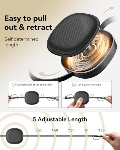 5-in-1 Retractable Multi Charging Cable Fast Charging 60W, USB A/C to