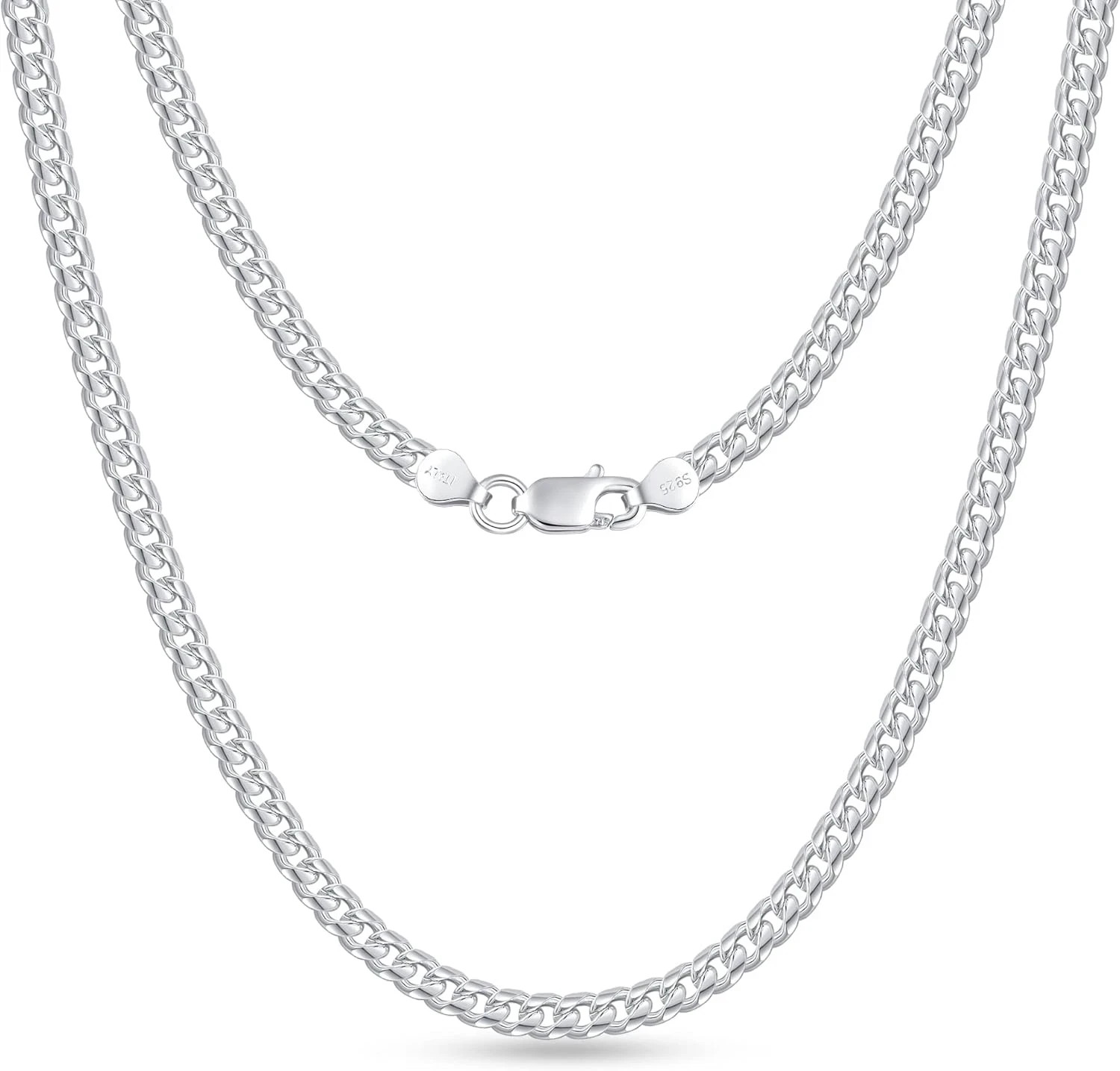 925 Sterling Silver Clasp 3Mm Cuban Link Chain Necklace for Men 22" Cut Silver C