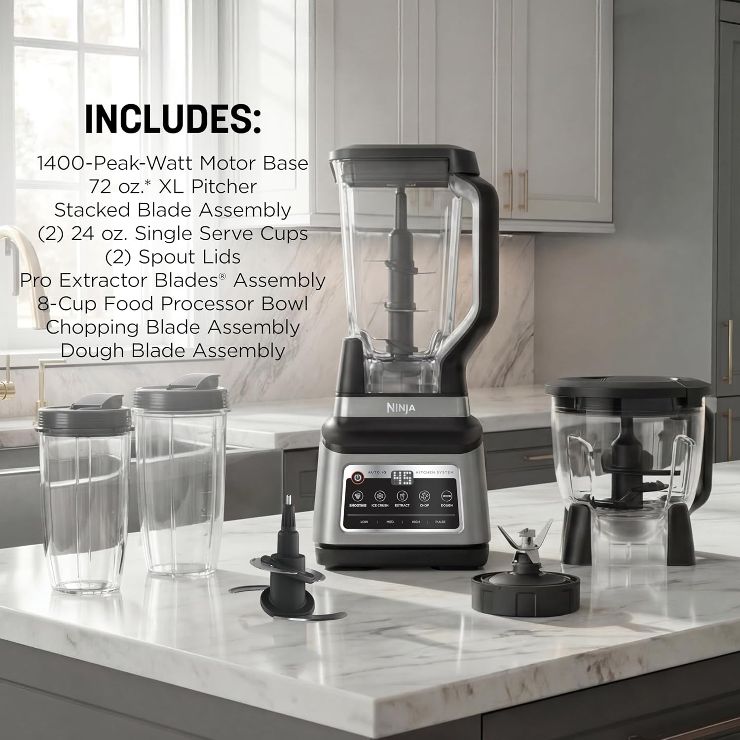 BN801 Professional Plus Kitchen System, 1400 WP, 5 Functions for Smoothies, Chop