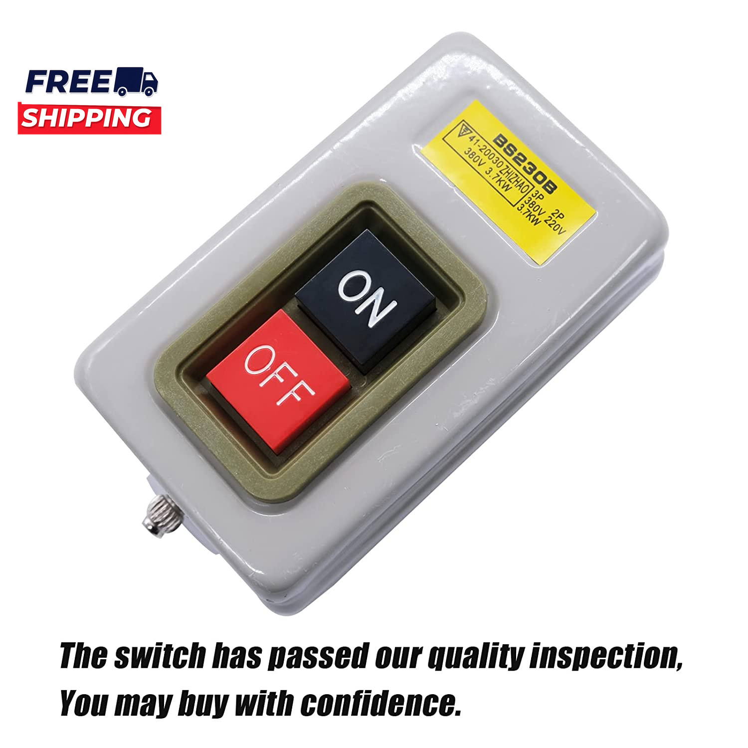 AC 220V/380V Push Button Switch On/Off Start Stop Switch 3 Phase Self Lock Elect