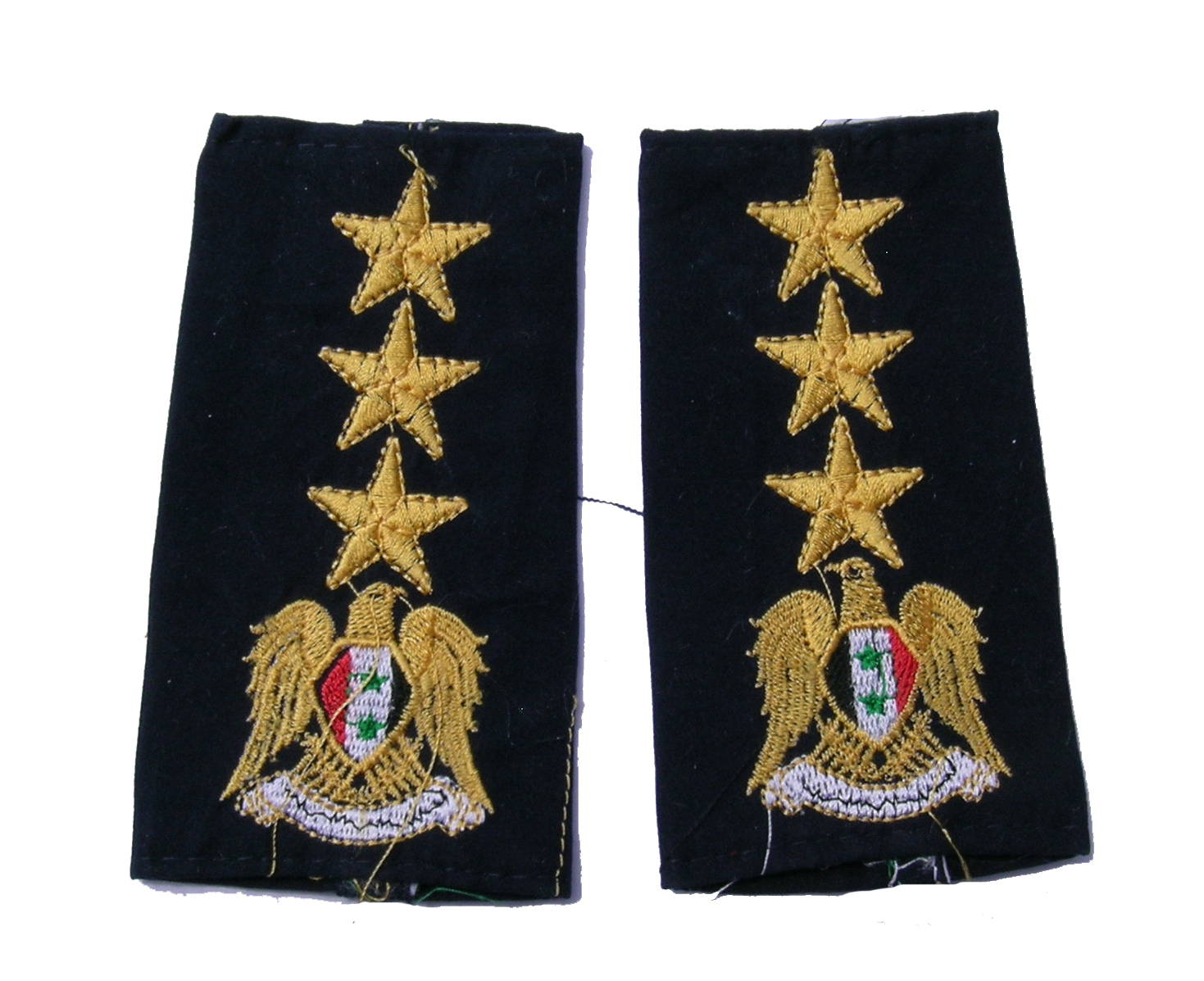 Syrian Air Force Brigadier General shoulder slides on Dark Blue cloth