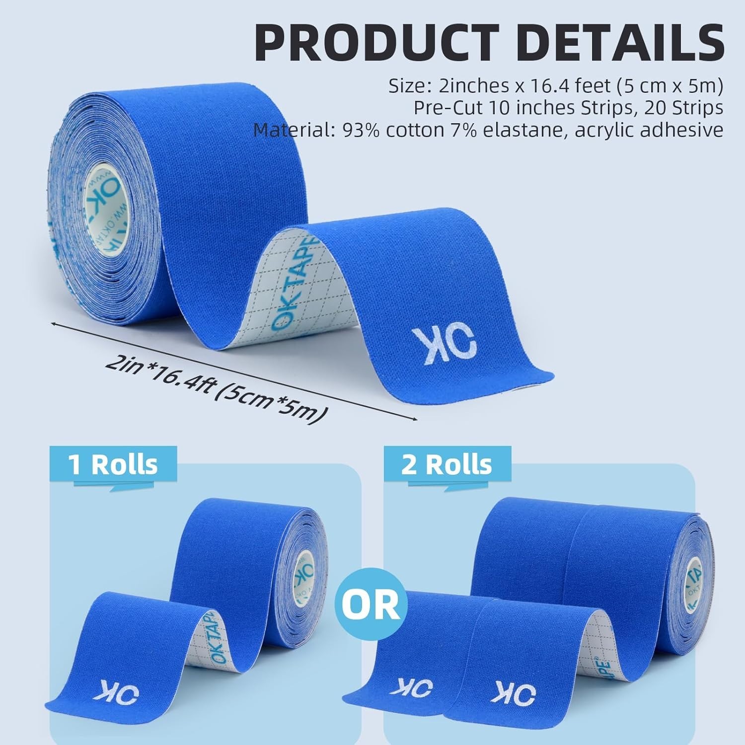Lot of 4-OK Tape Precut Classic Kinesiology Tape-2in x 16.4 ft-Exp 2027