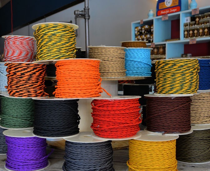 WHITE - Twisted Cloth Covered Electrical Wire 25 ft - Steampunk Retro