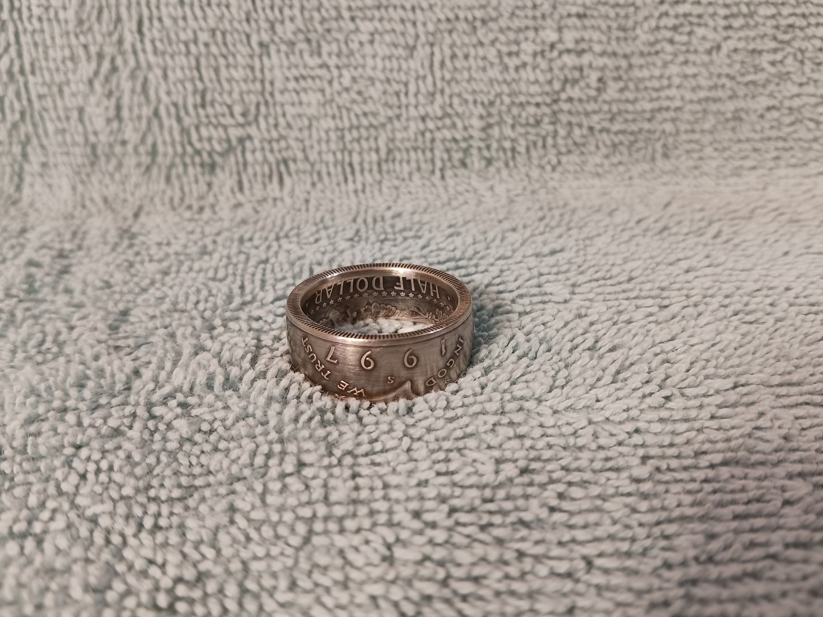 1997 90%  Silver   Half Dollars coin ring  handmade  size 10 1/2