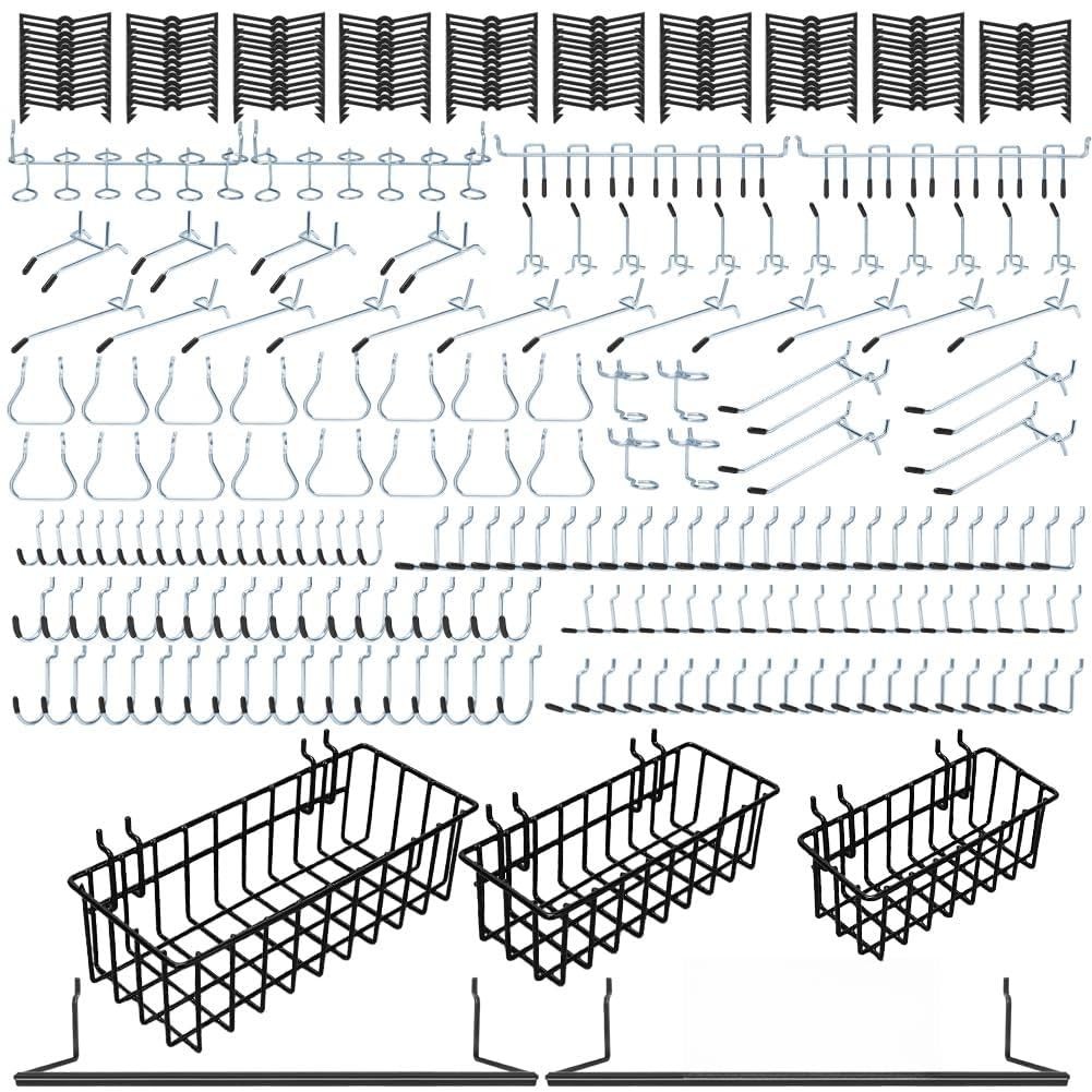 310PCS Pegboard Organizer Kit Baskets Hooks Paper Towel Holder Rack Set