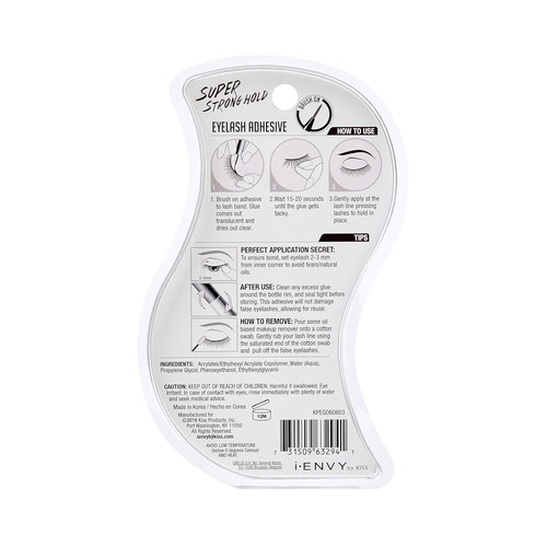 i-Envy by KISS Super Strong Hold Eyelash 0.18 Fl Oz (Pack of 1), Clear