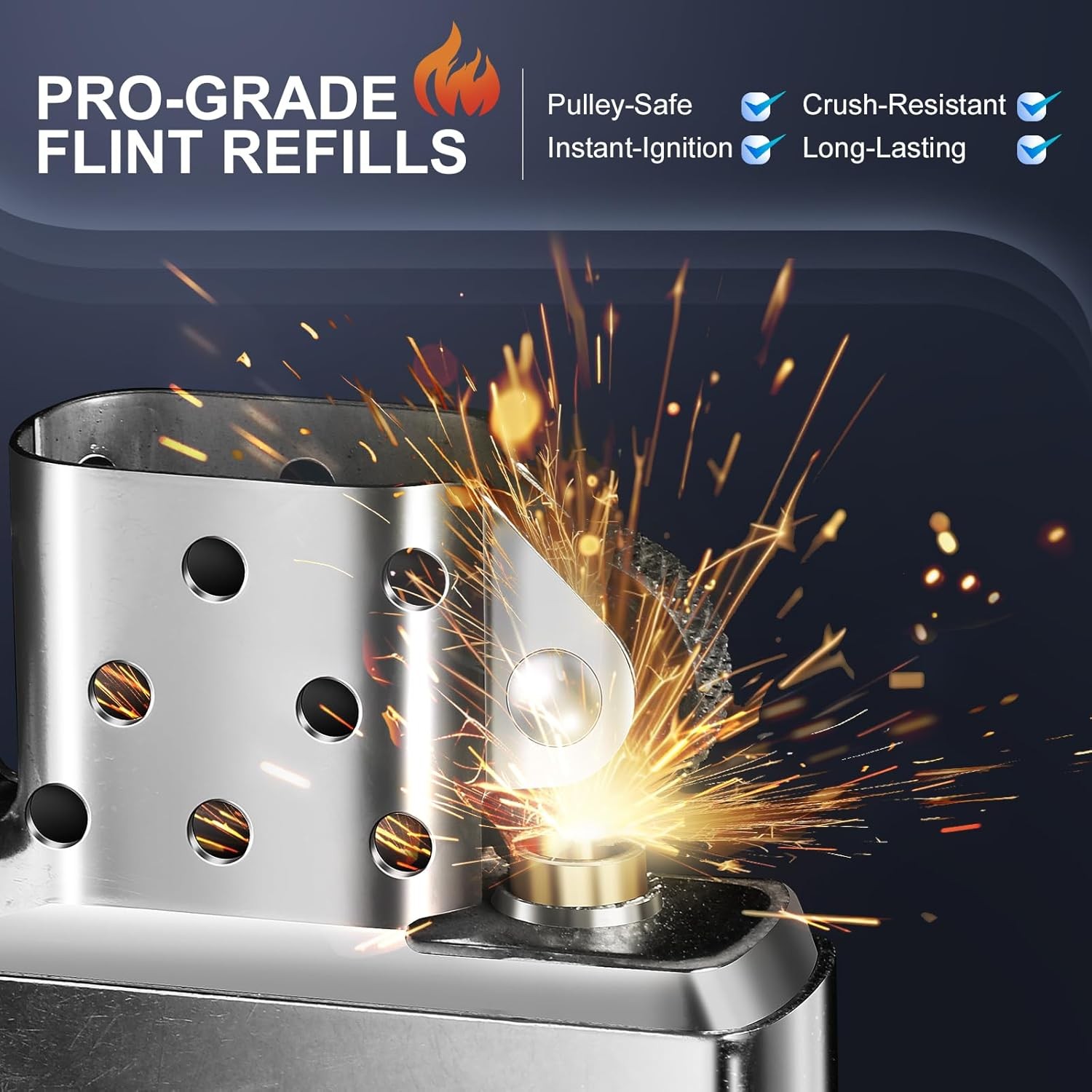 Lighter Flints 100 Pcs, Premium Flint Replacement Refills