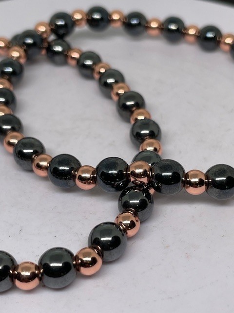 Copper & Magnetic Hematite Bead Bracelet - Crystals Meditation