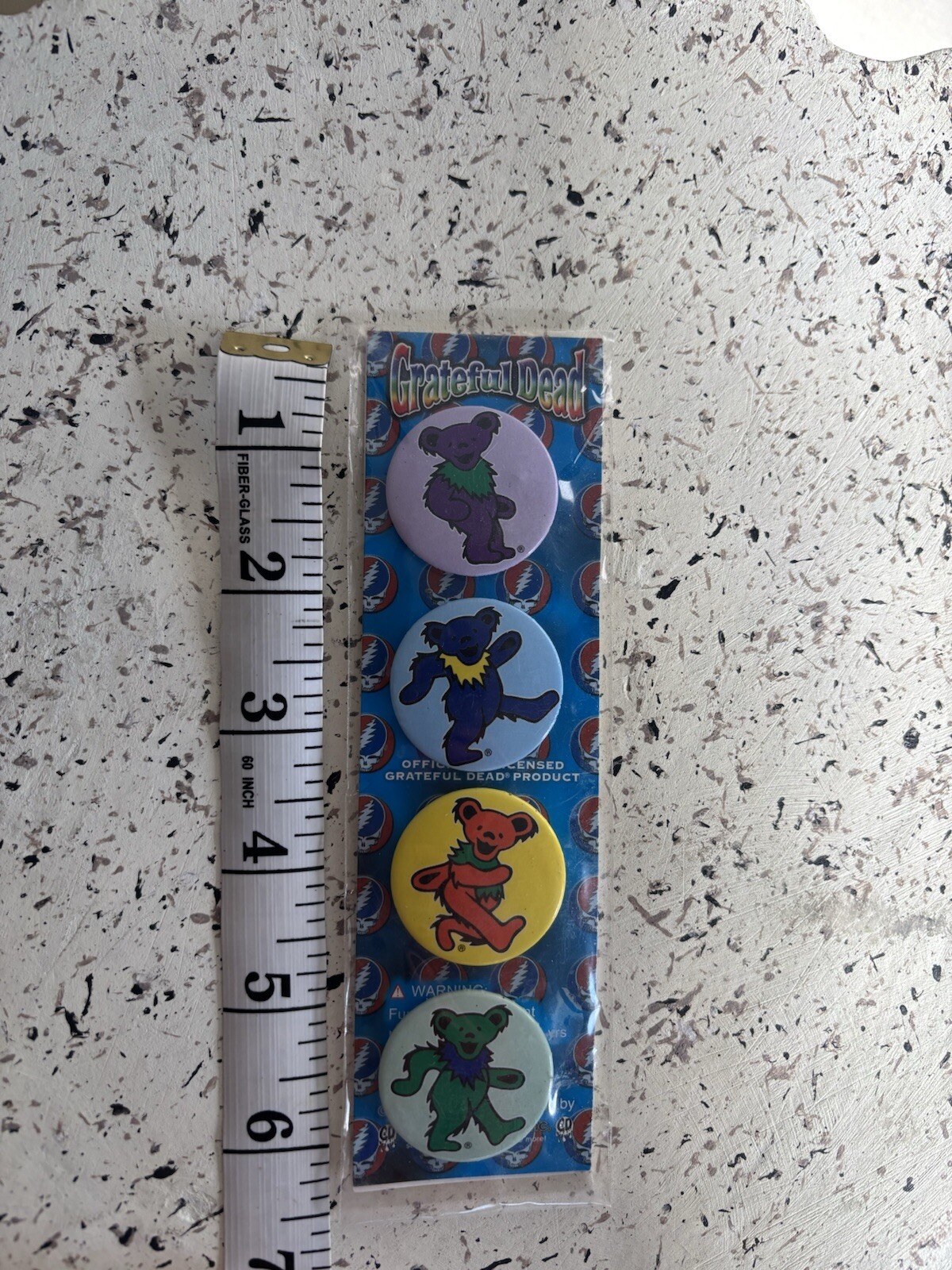 Vintage Grateful Dead Button Set 1.25 Inch Deadstock