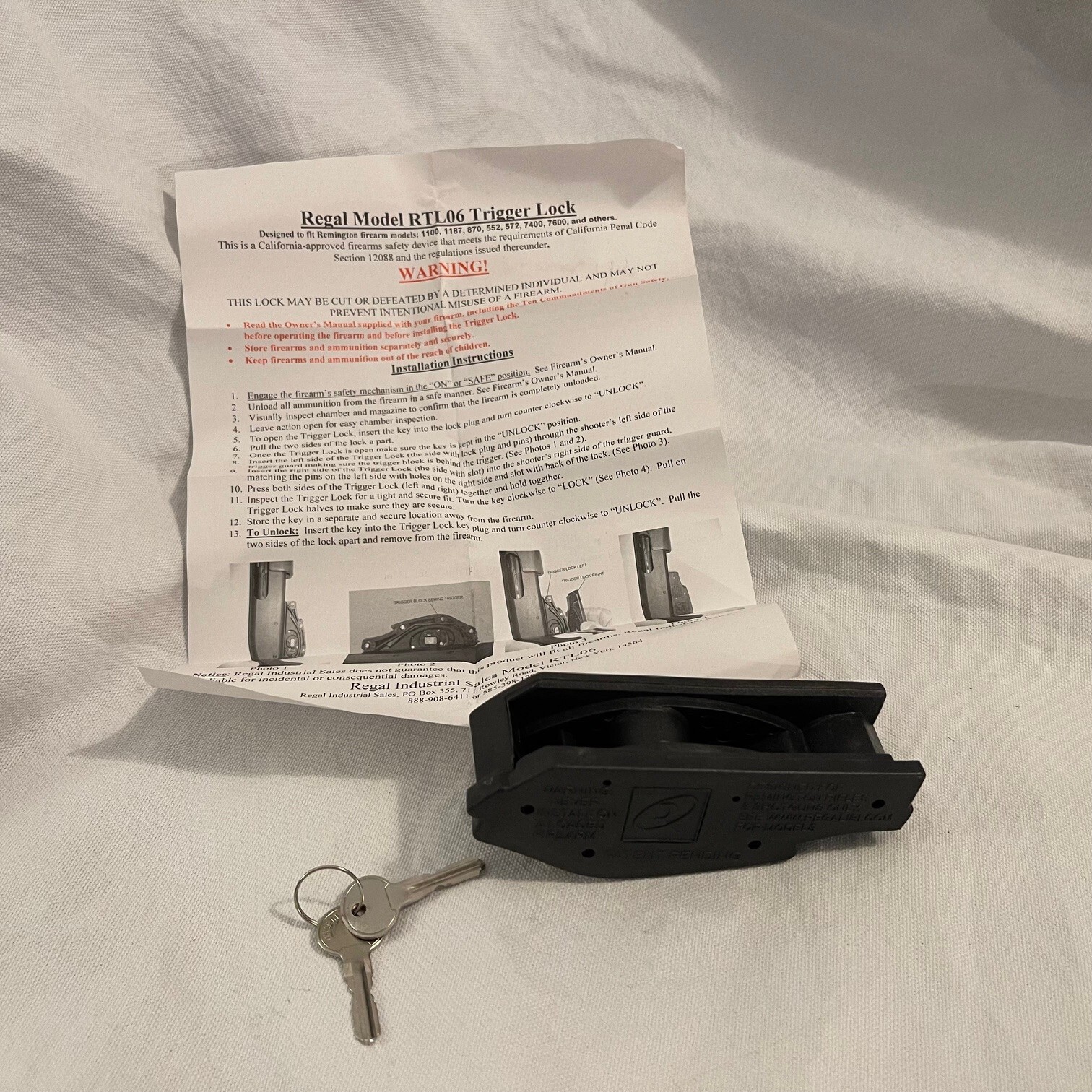 Regal Model RTL 06 Trigger Lock For Remington Rifles & Shotguns Open Box