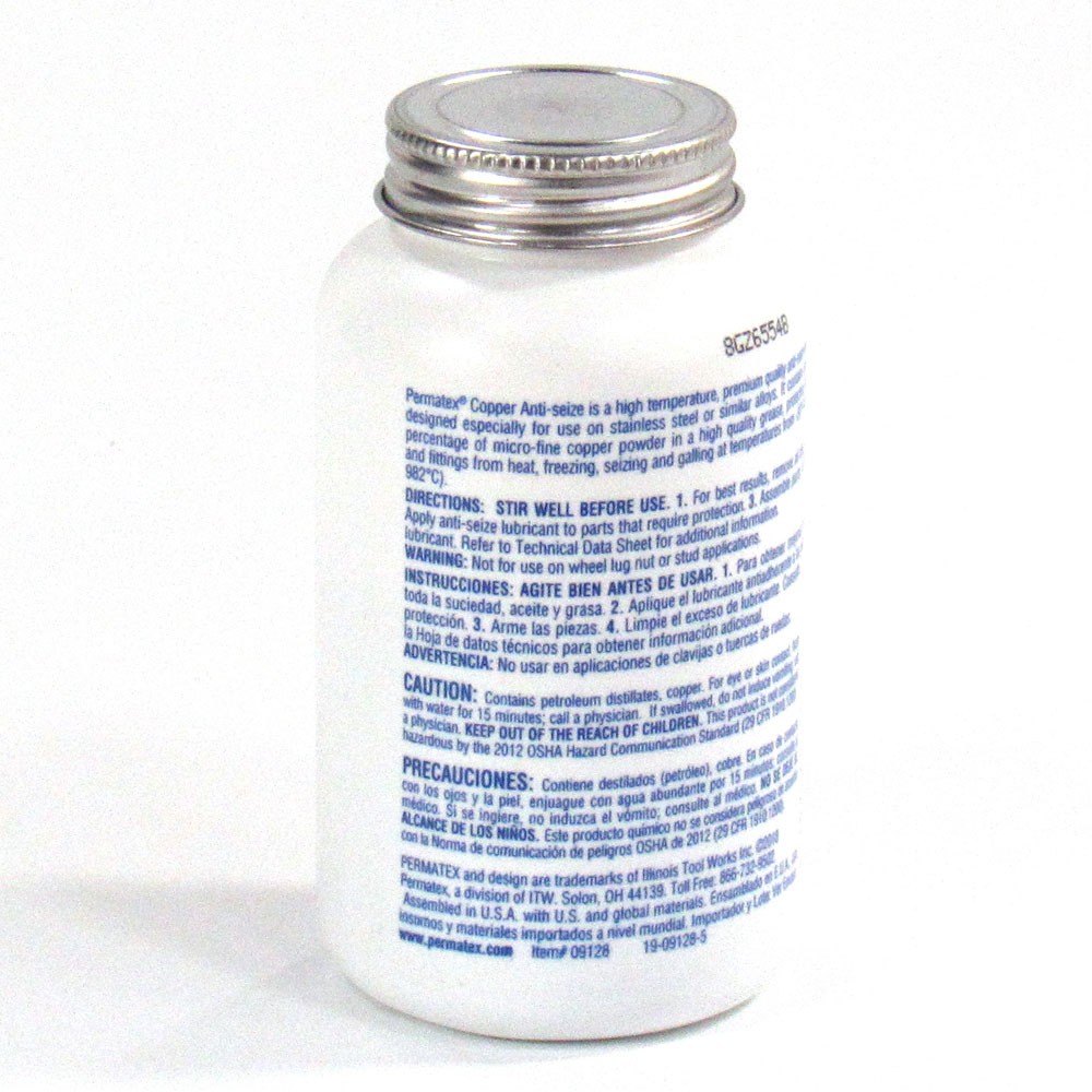 Permatex Anti-Seize Compound 09128 (8-PACK); 8.0 oz Brush Top Copper, Synthetic