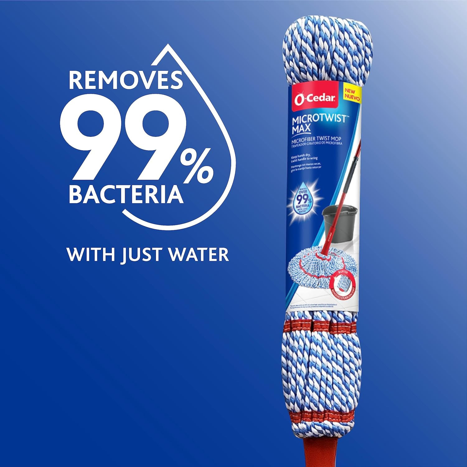 O-Cedar Microtwist MAX Microfiber Twist Mop with 1 Extra Refill | Features Hands