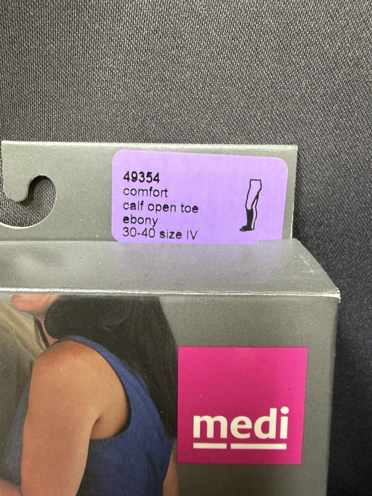 mediven Comfort 49354 Calf Open Toe Compression Socks Ebony Anti-microbial