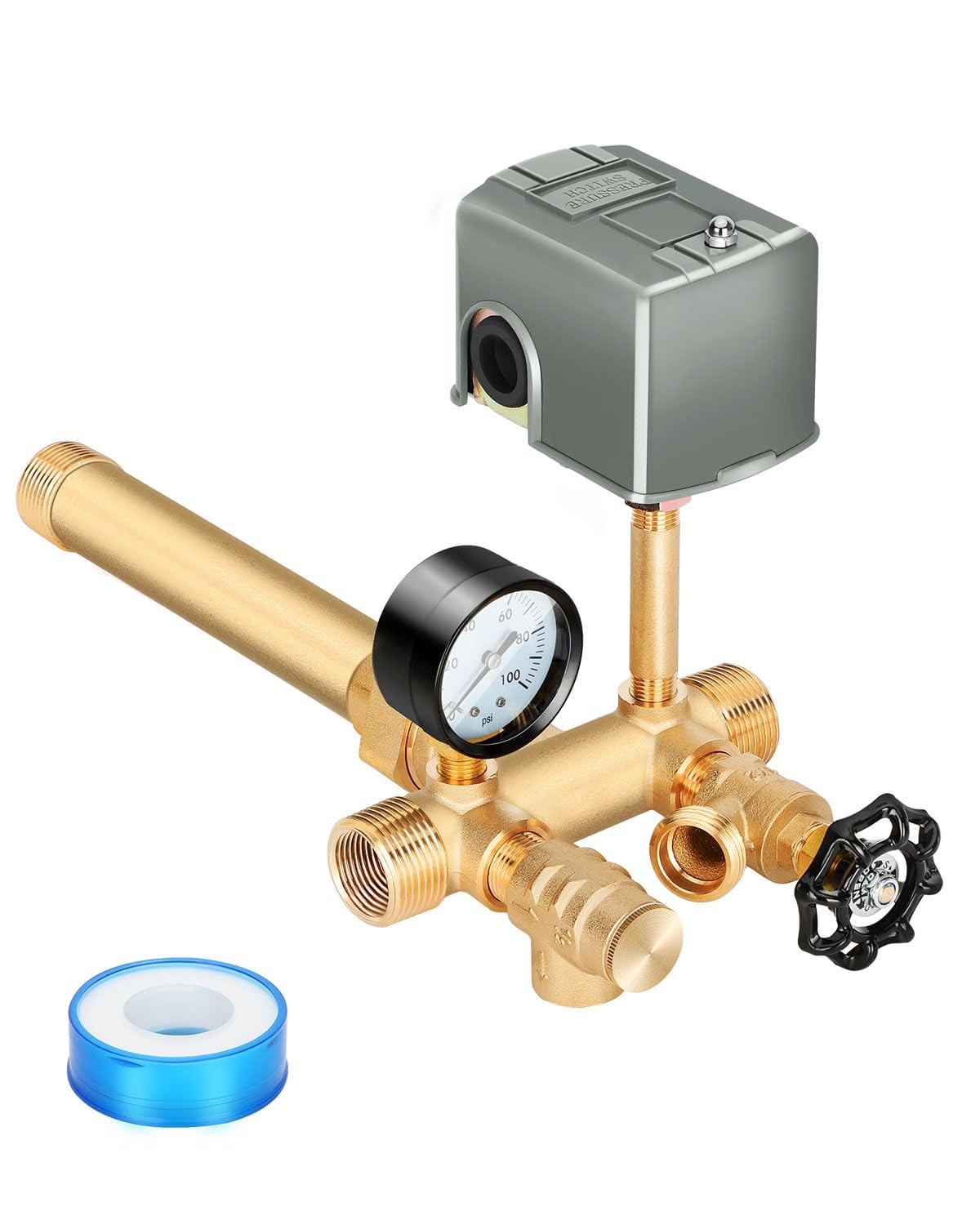 Miumoon 1"x 11"Well Pressure Tank Tee Kit 5.9" x 12.5" x 3.5", Orichalcum