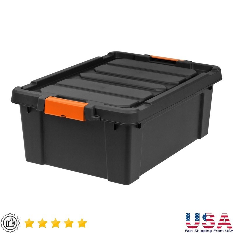 Heavy Duty Plastic Storage Bins W/ Lids Stackable Totes Garage Tool Storage New