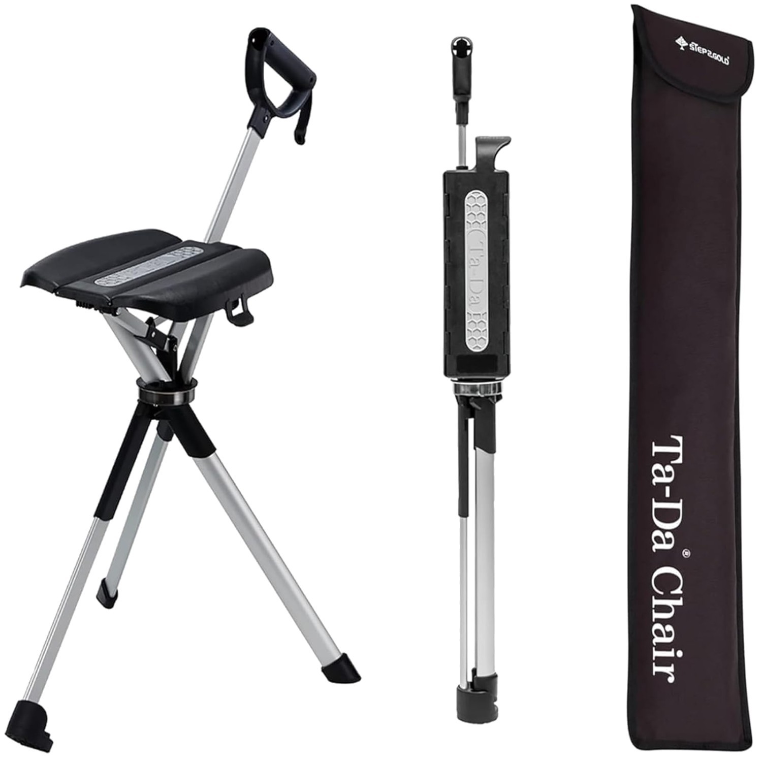 Lightweight Aluminum Cane with Seat for Camping & Hiking