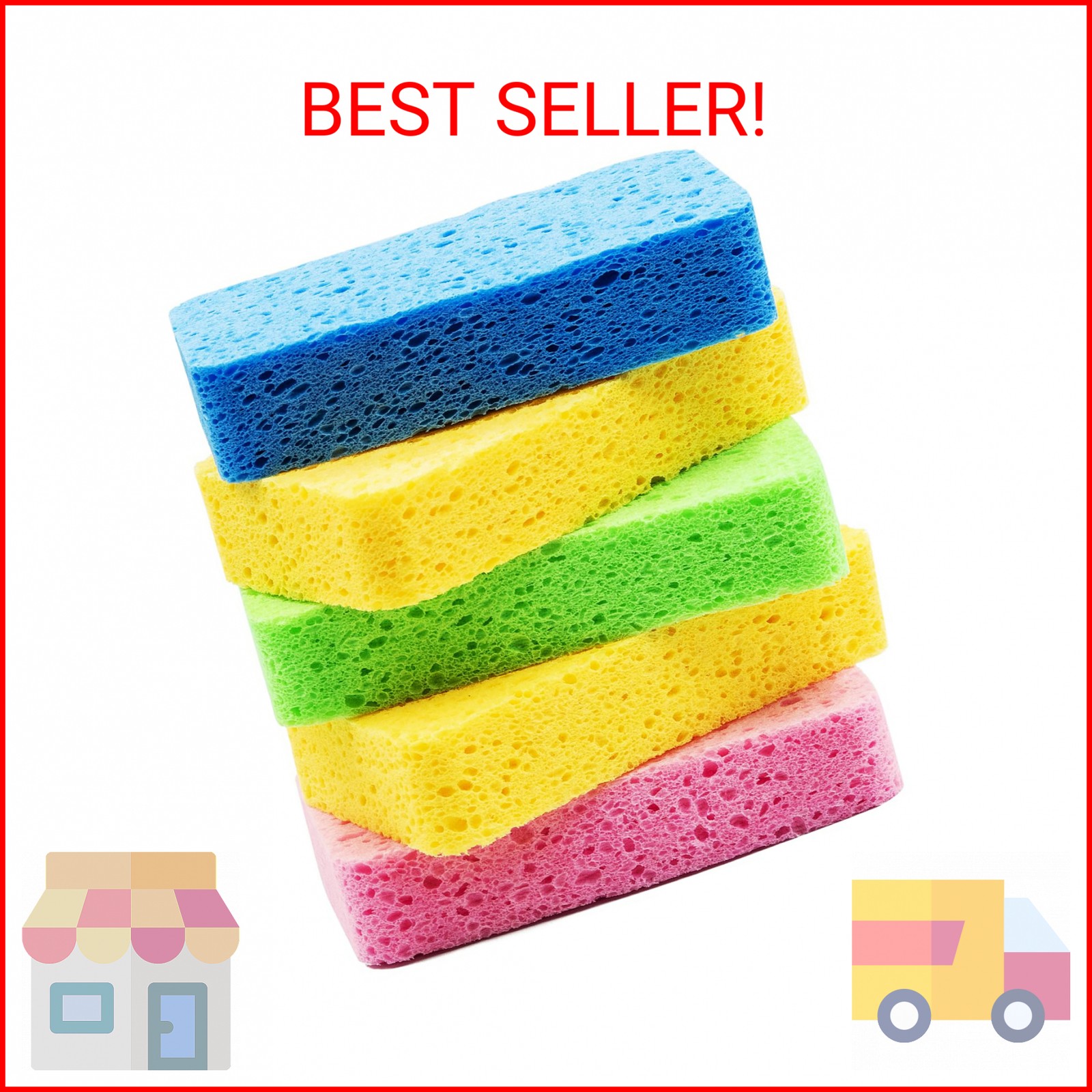 Temede Large Cellulose Sponges, Kitchen Sponges for Dish, Thick Heavy Duty Scrub