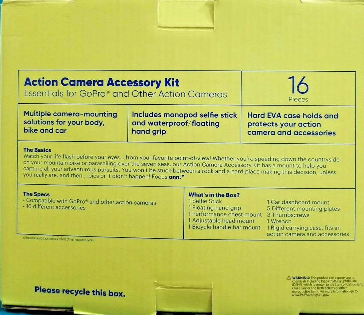 Focus Onn. Action Camera Accessory Kit- Essentials For GoPro And Others **NEW**