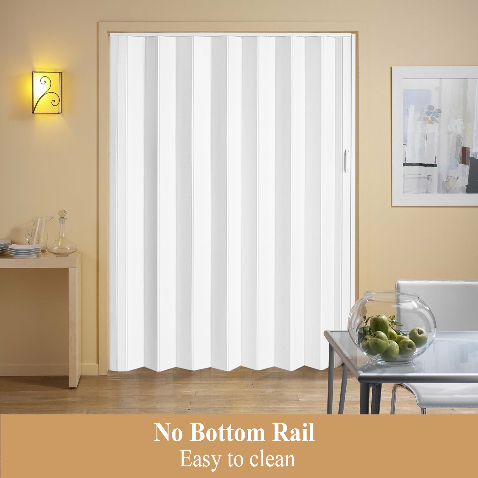 60X80in White PVC Accordion Door Interior, with Simple installation and Hardware