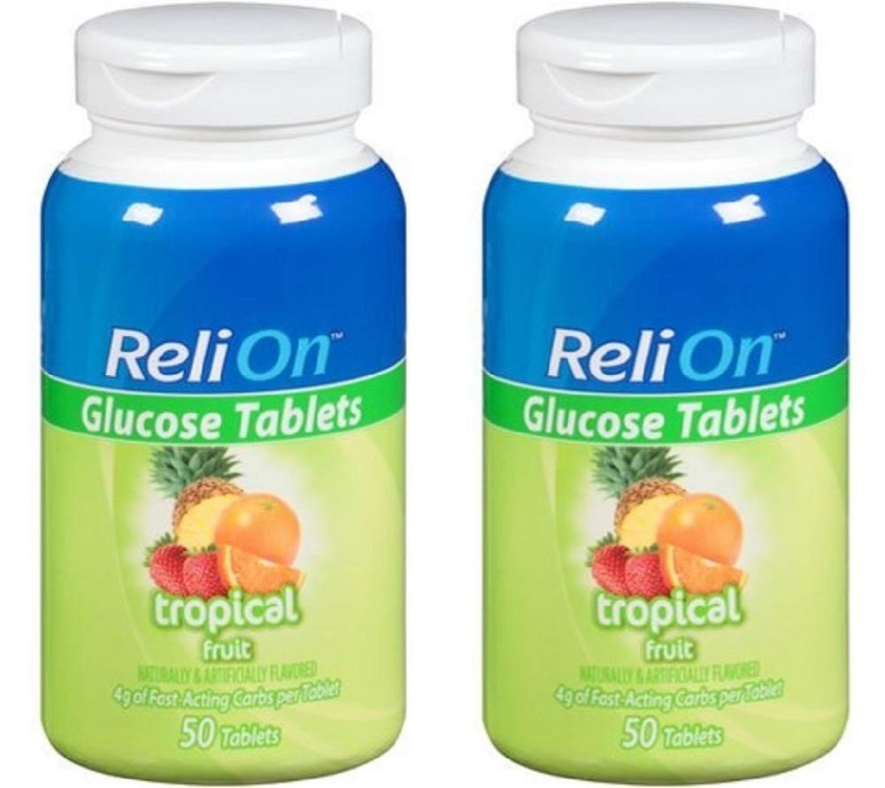 Relion Glucose Tablets - Tropical Flavor - 50 Counts (2 Pack)