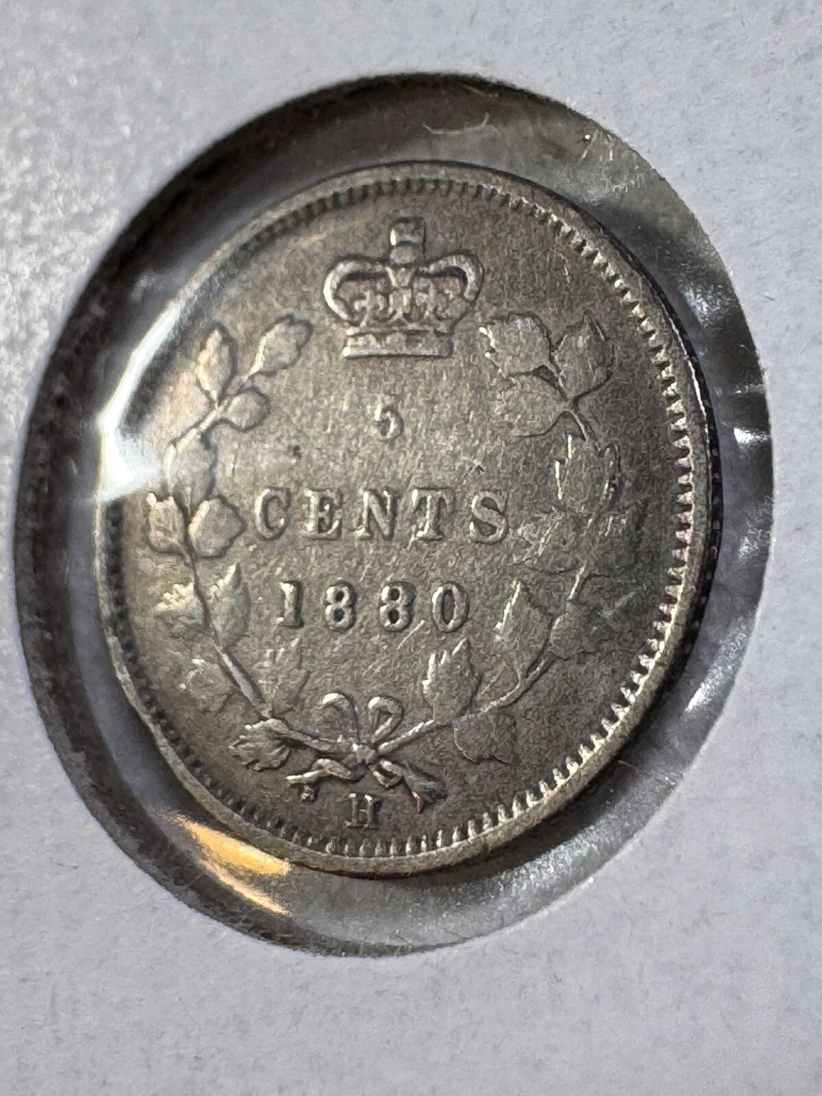 1880-H Canada 5 Cents Silver Coin