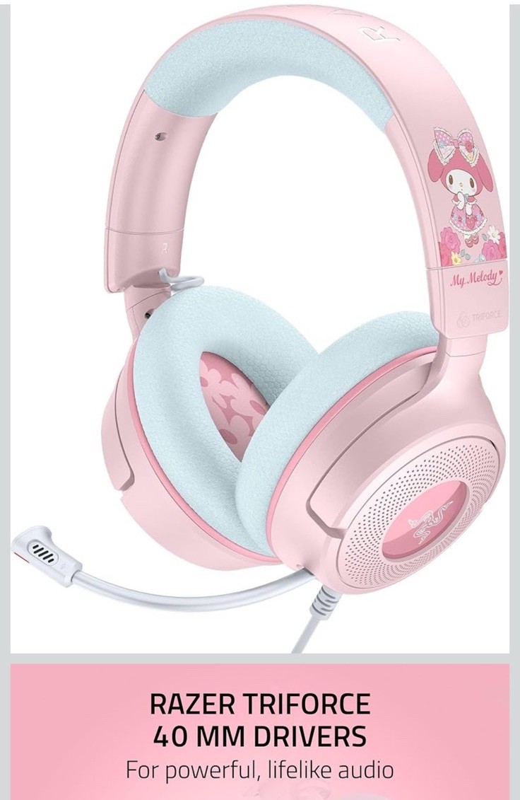 Razer Kraken V4 X Sanrio My Melody Wired Gaming Headset RGB PS5 Pc Mac Switch 2