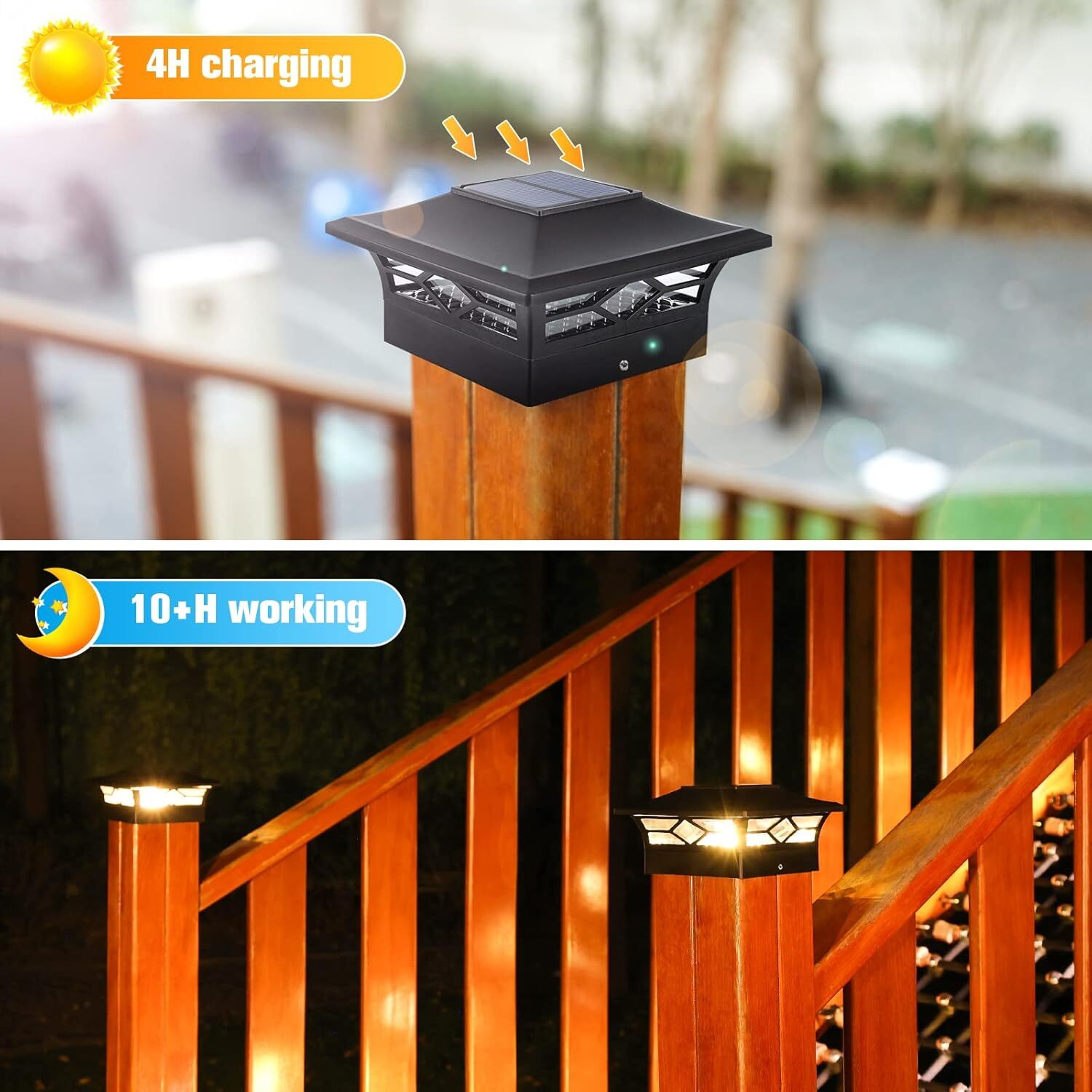 2/4/6 Pack Solar Post Deck Cap Lights Outdoor Garden Fence Landscape Lamp Vinyl