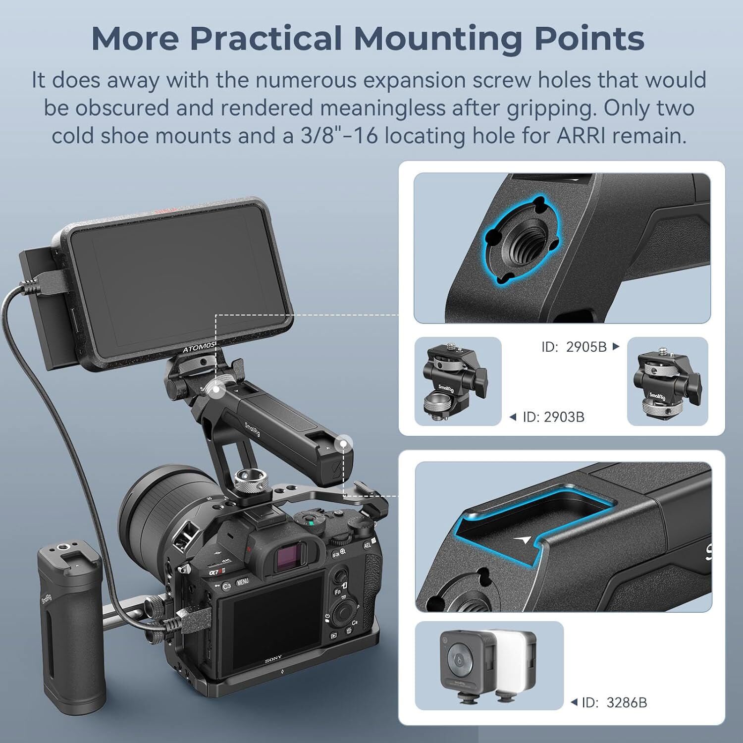 SmallRig ARRI Locating Top Handle (Tiny) with Two Cold Shoe Mounts 4757