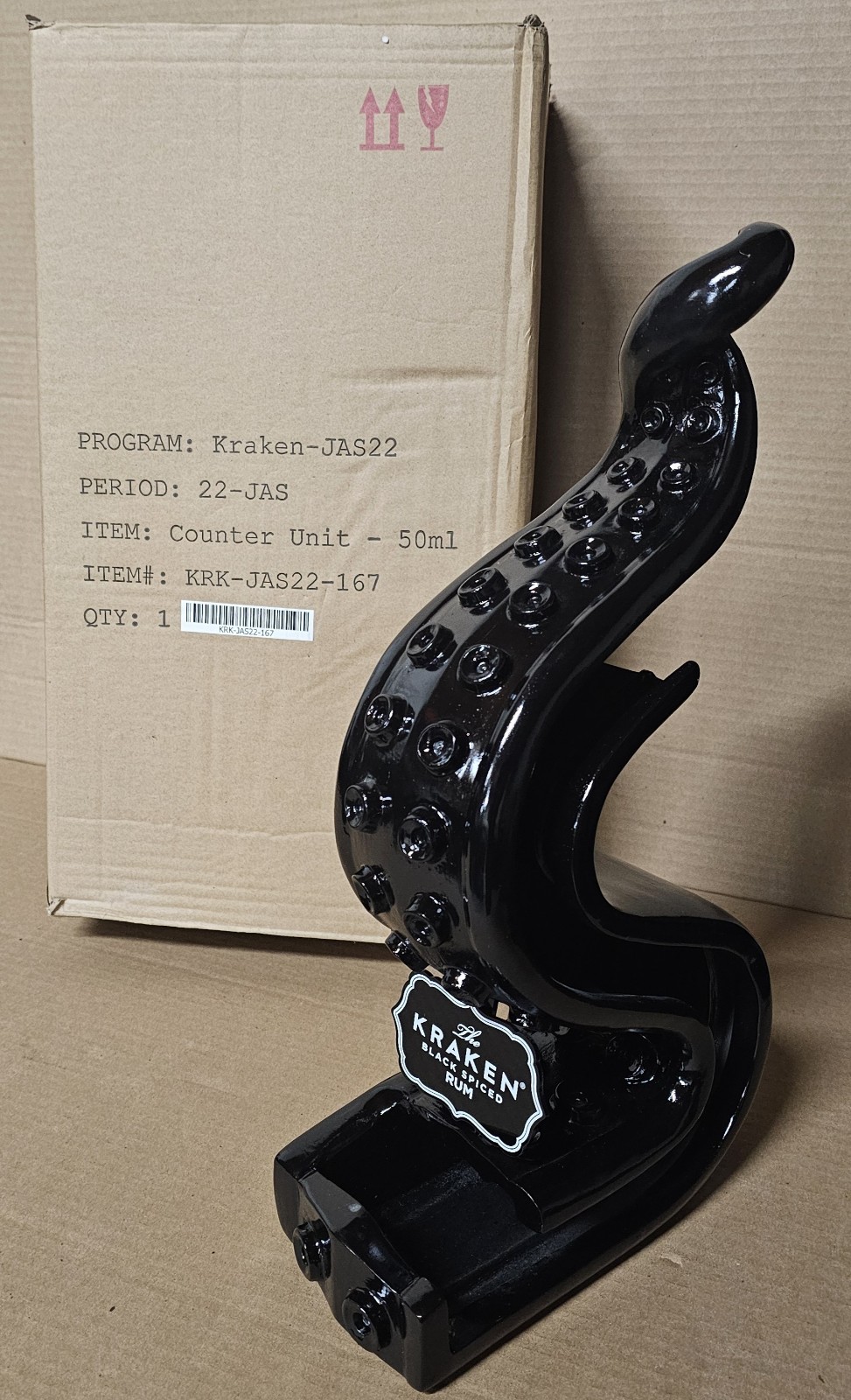 The Kraken Black Spiced Rum Tentacle 50ml Mini Bottle Countertop Dispenser