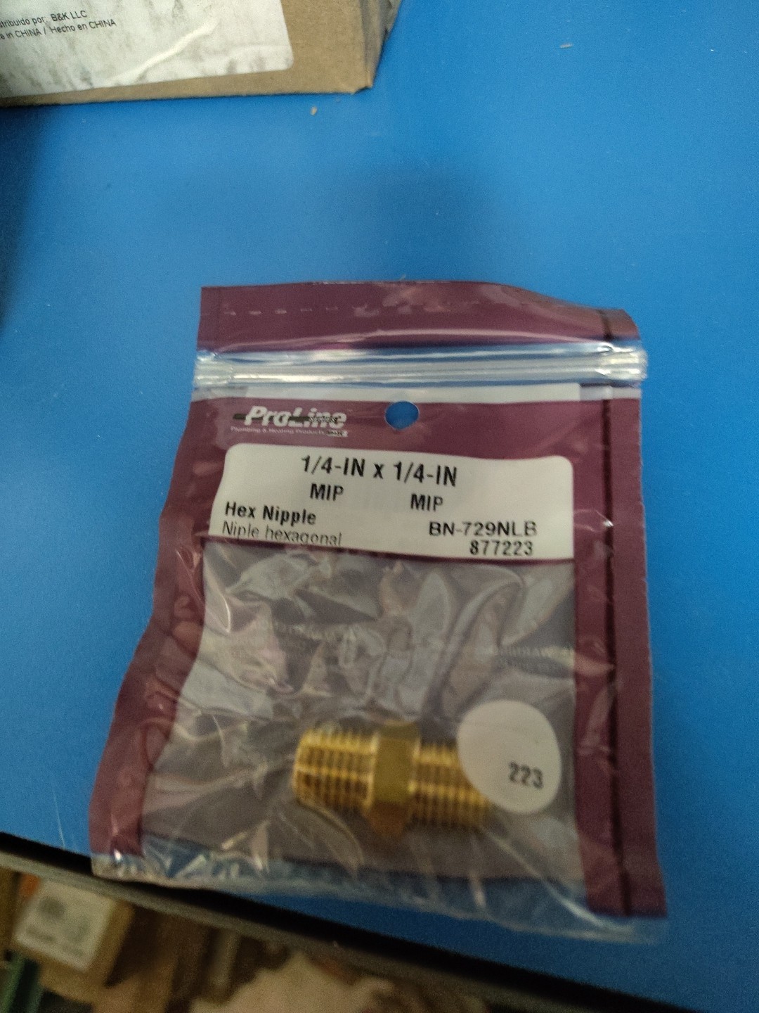 12pc 1/4" X 1/4" MIP Brass Hex Nipple Air, Fuel, Oil. NEW IN PKGS BN-729NLB