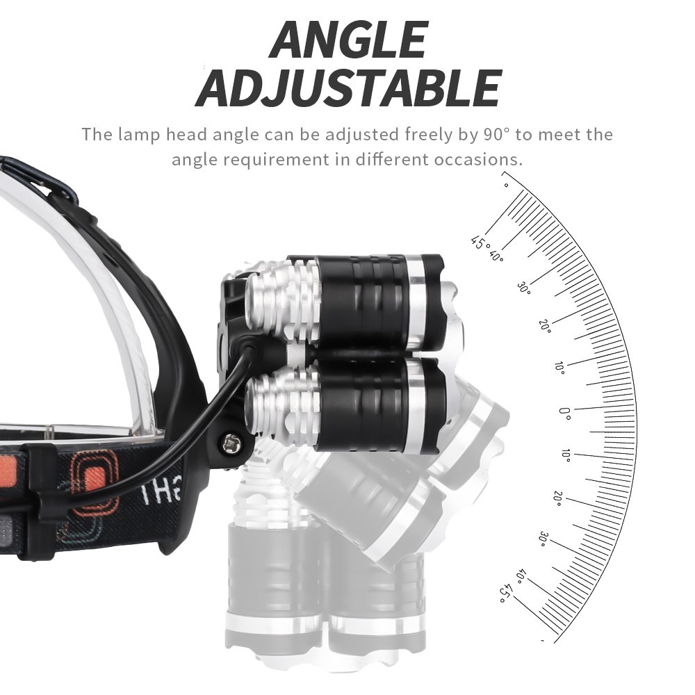 LED Headlamp 5 Head Headlight Flashlight Torch Light