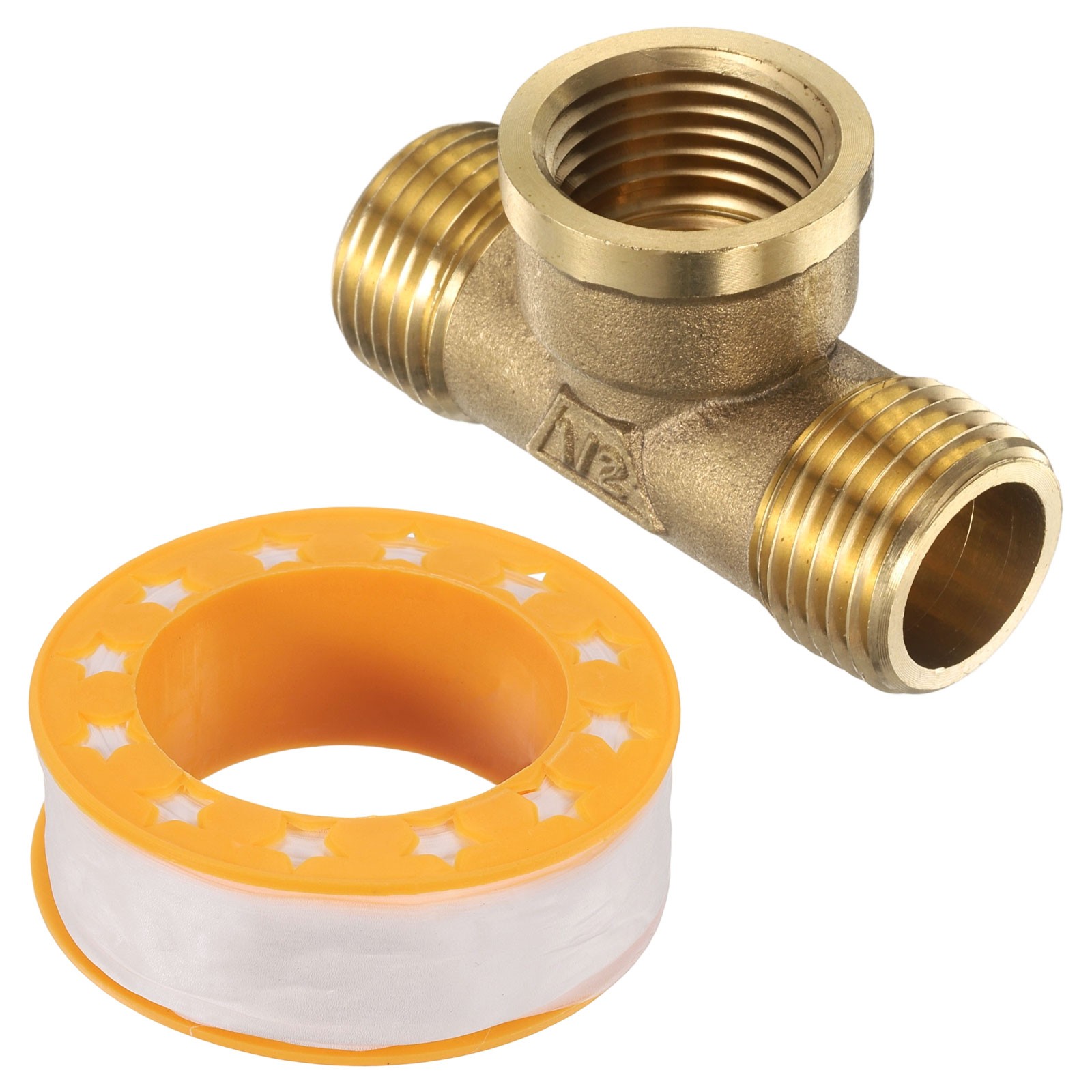 Compressed Air Piping Tee Fitting, 1/2 NPT Male x Female x Male 3-Way Connector