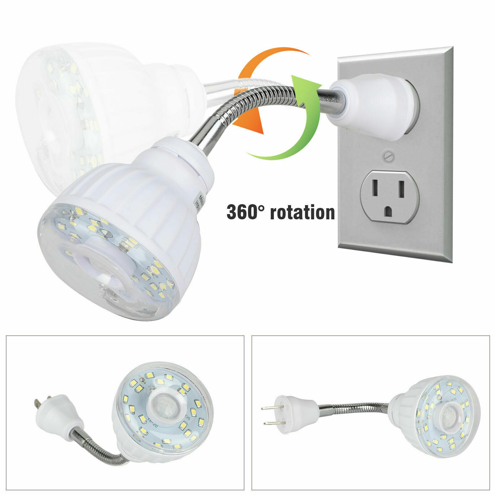 1-3PCS Motion-Activated Sensor Night Light LED AC Outlet Plug-In Wall Stair Lamp