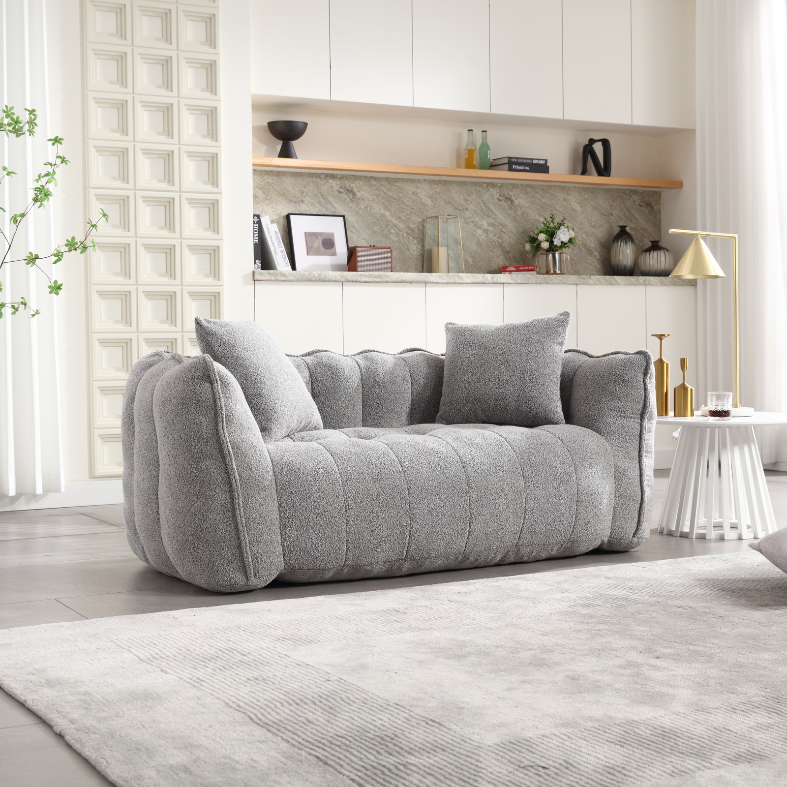 Bean Bag Sofa with high resilience foam core Bean Bag Chair for 2 people Grey