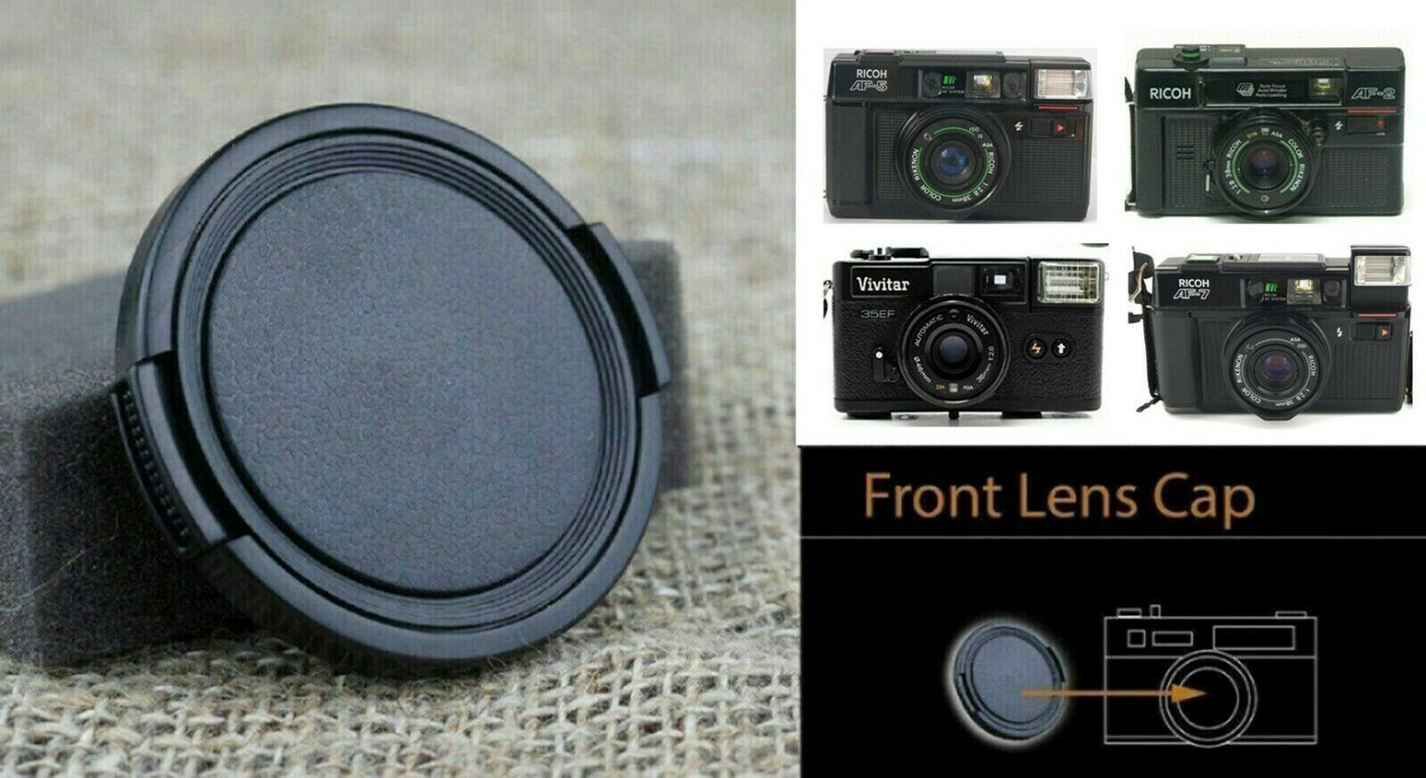 Camera Lens cap cover Protective for RICOH AF2 AF5 AF7 AF 2 5 7, Vivitar 35EF